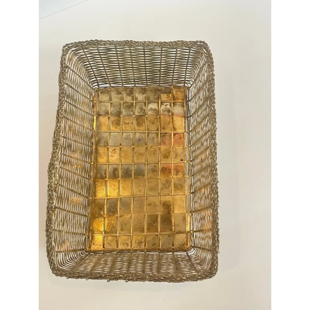 Vintage Silver Woven Wire Mesh Basket – Rectangular Bread & Fruit Vanity Tray